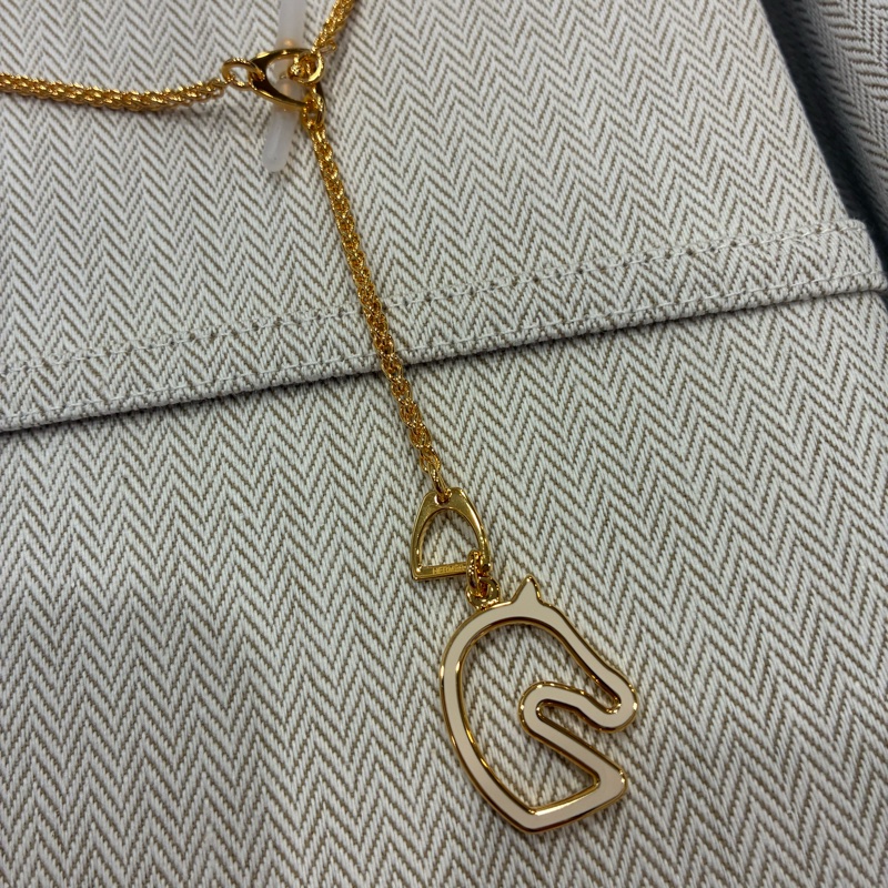 熱騰騰 新款🔥愛馬仕Hermes tonnerre馬頭🐴項鍊 白x金配色尺寸pm-7