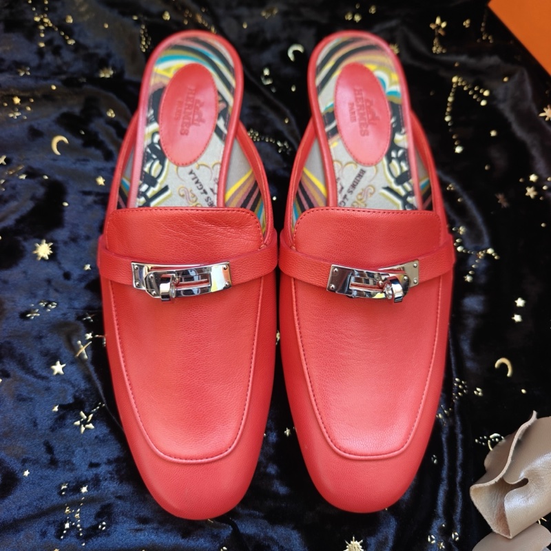 Hermes穆勒鞋愛馬仕OZ紅色Kelly銀扣穆勒鞋 38碼-3