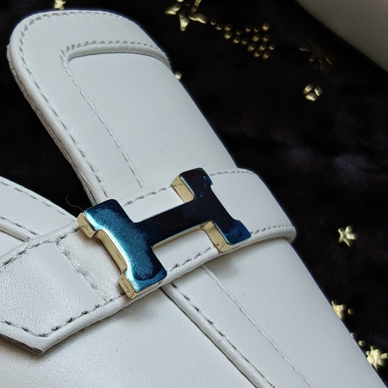 Hermes白色穆勒鞋愛馬仕Groupie穆勒鞋拖鞋 37碼-3