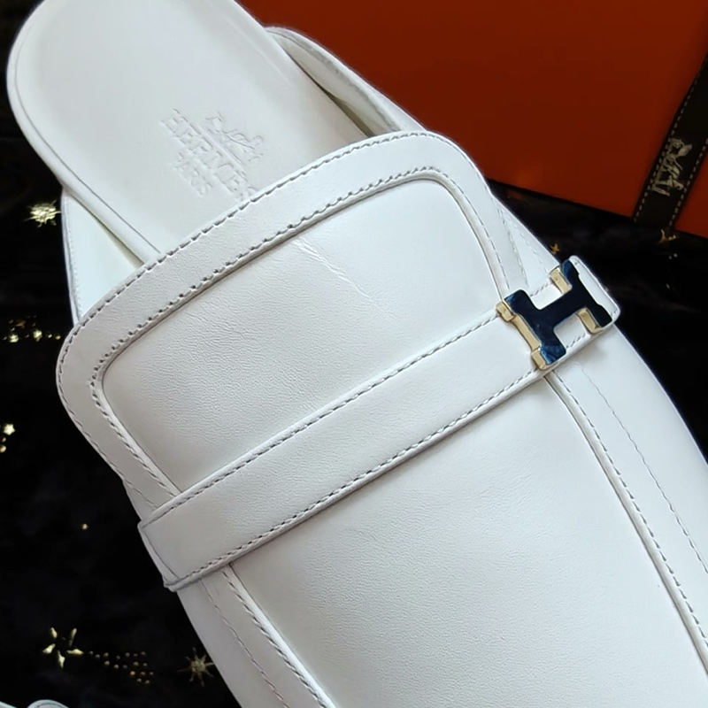 Hermes白色穆勒鞋愛馬仕Groupie穆勒鞋拖鞋 37碼-4