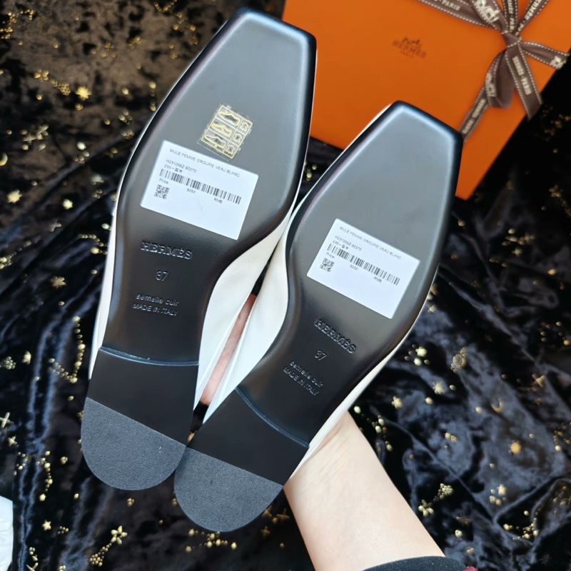 Hermes白色穆勒鞋愛馬仕Groupie穆勒鞋拖鞋 37碼-7