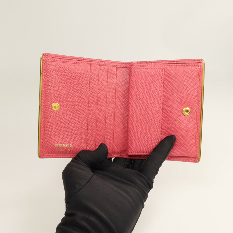 PRADA Saffianop皮革Wallet金扣錢包-6