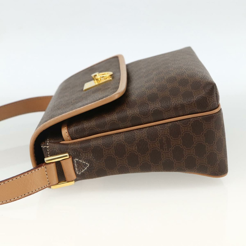 【日本直送】CELINE Macadam帆布肩背包 PVC皮革 棕色 金色 正品 am10946V-2