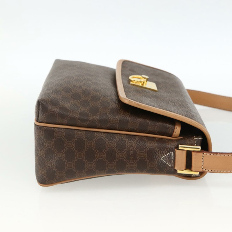 【日本直送】CELINE Macadam帆布肩背包 PVC皮革 棕色 金色 正品 am10946V-3