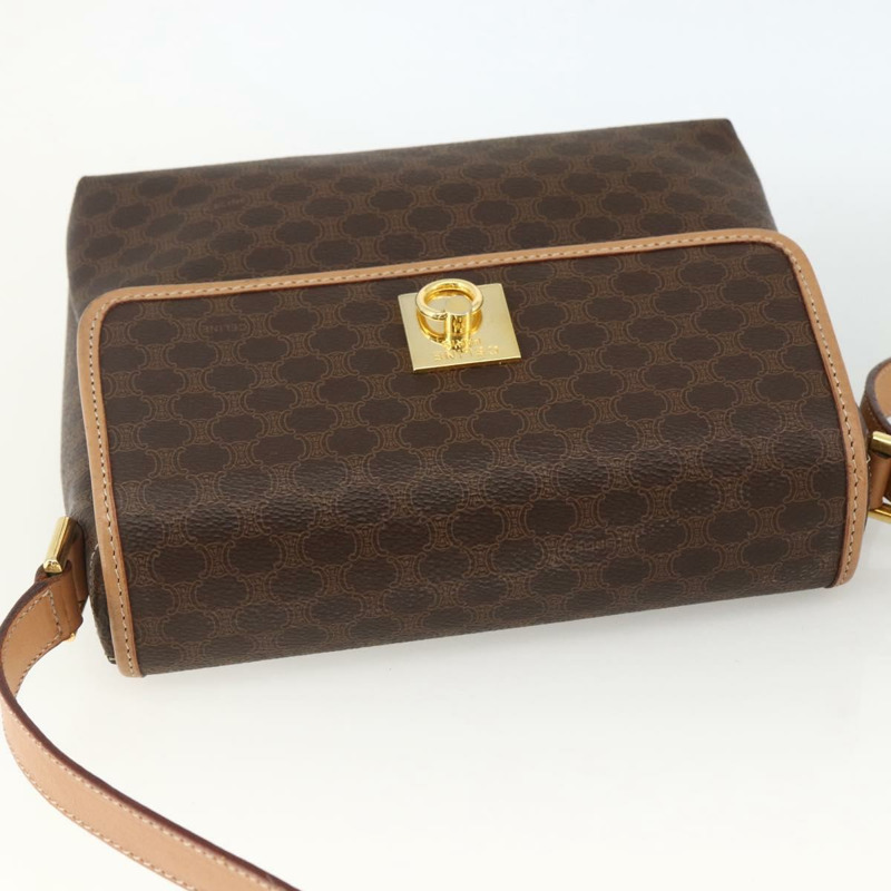 【日本直送】CELINE Macadam帆布肩背包 PVC皮革 棕色 金色 正品 am10946V-5