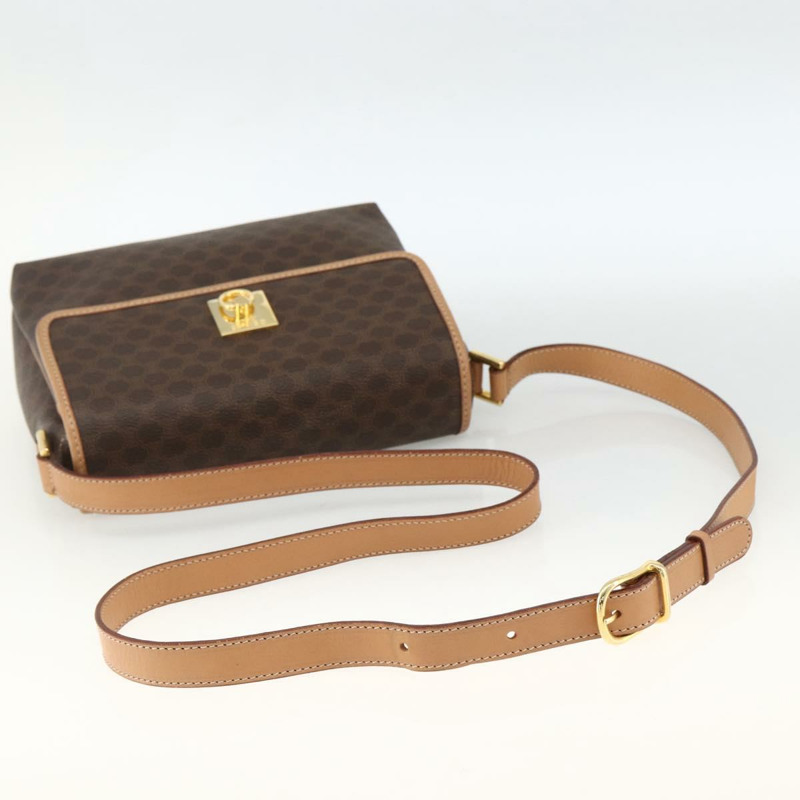 【日本直送】CELINE Macadam帆布肩背包 PVC皮革 棕色 金色 正品 am10946V-6