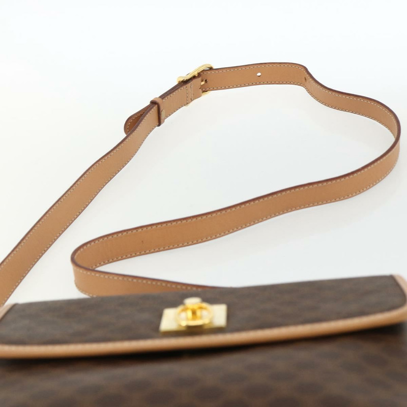 【日本直送】CELINE Macadam帆布肩背包 PVC皮革 棕色 金色 正品 am10946V-7