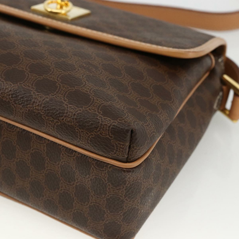 【日本直送】CELINE Macadam帆布肩背包 PVC皮革 棕色 金色 正品 am10946V-8