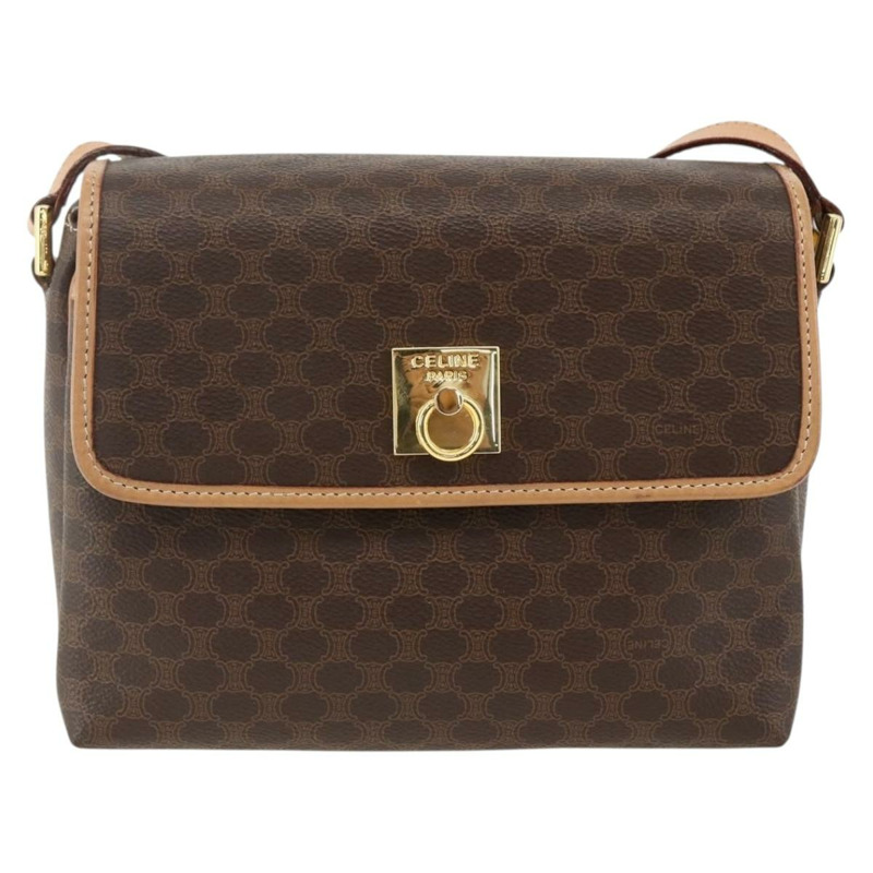 【日本直送】CELINE Macadam帆布肩背包 PVC皮革 棕色 金色 正品 am10946V-12