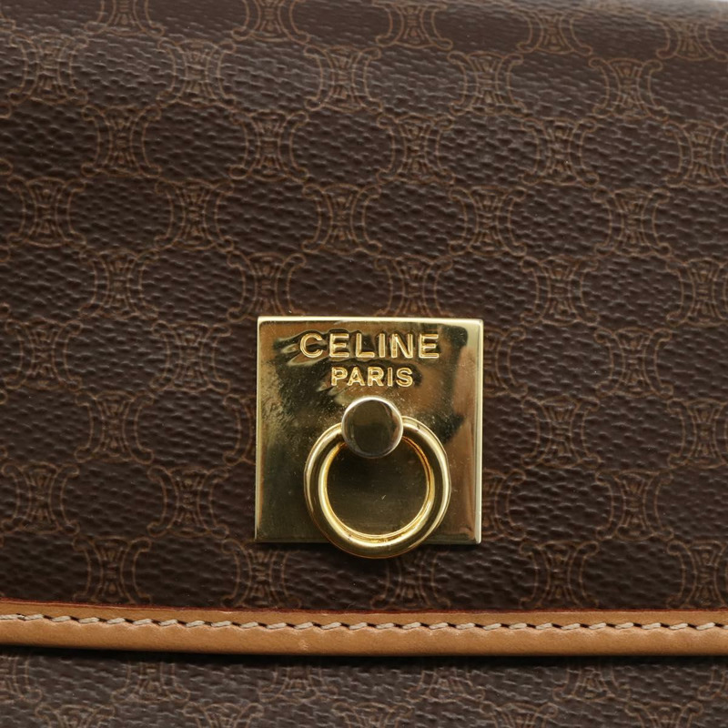 【日本直送】CELINE Macadam帆布肩背包 PVC皮革 棕色 金色 正品 am10946V-16