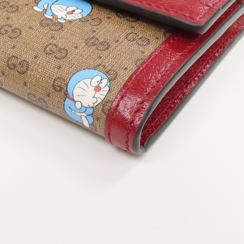 GUCCI 塗層帆布/牛皮皮革Gucci x Doraemon金扣長錢包-6