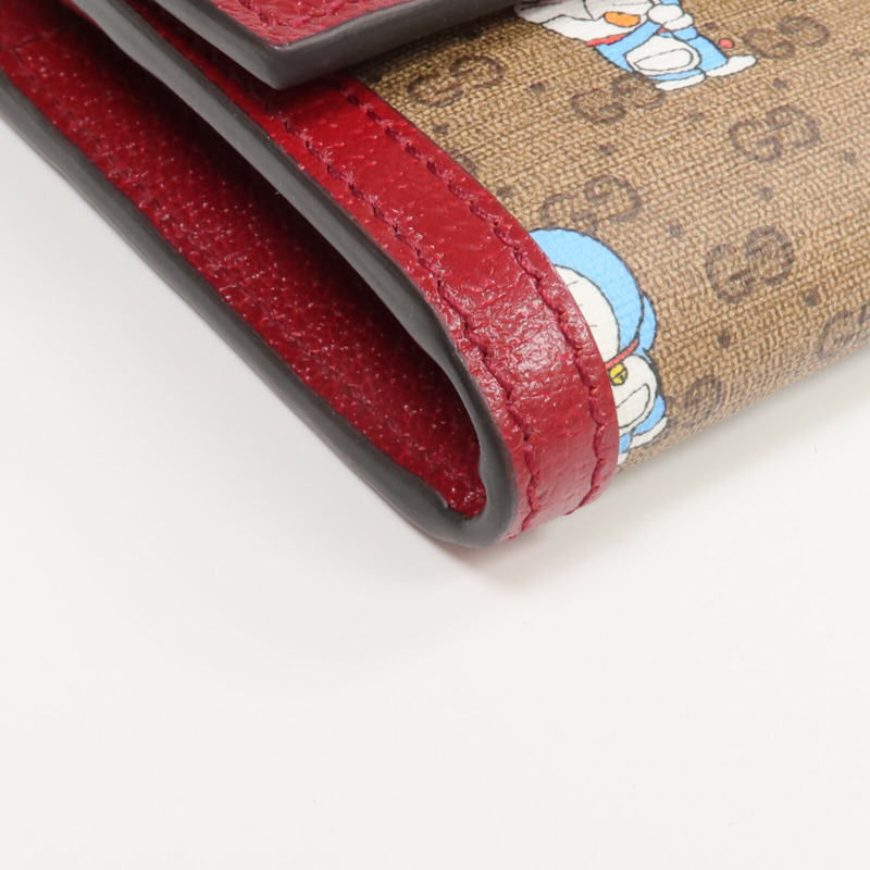GUCCI 塗層帆布/牛皮皮革Gucci x Doraemon金扣長錢包-7