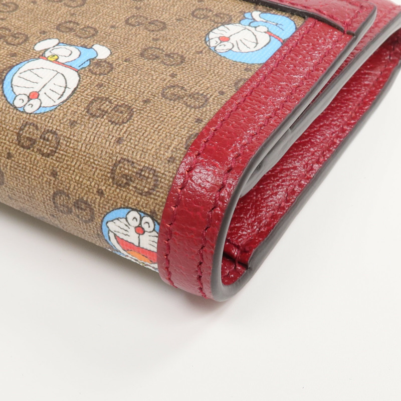 GUCCI 塗層帆布/牛皮皮革Gucci x Doraemon金扣長錢包-9