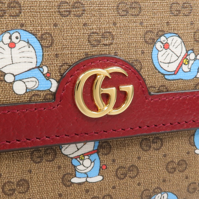 GUCCI 塗層帆布/牛皮皮革Gucci x Doraemon金扣長錢包-10