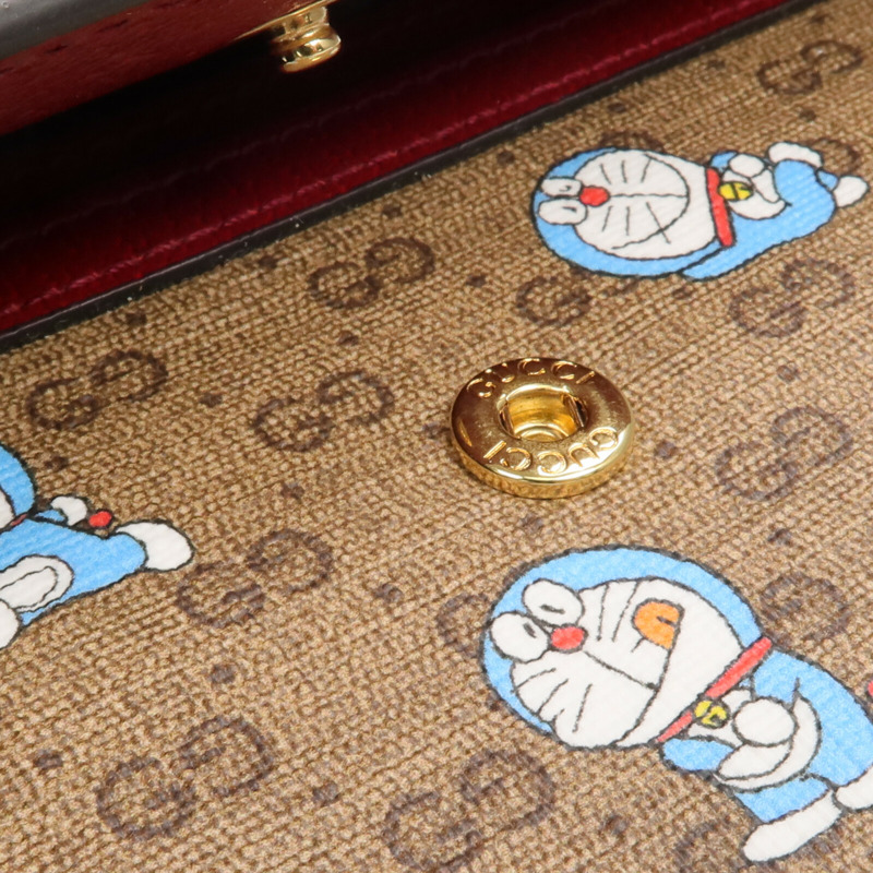 GUCCI 塗層帆布/牛皮皮革Gucci x Doraemon金扣長錢包-13