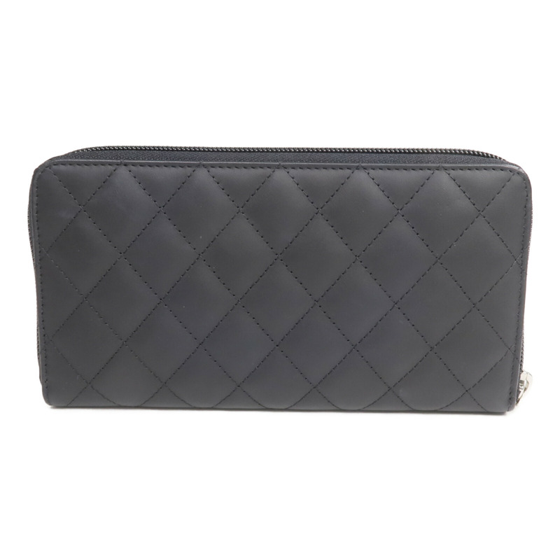 CHANEL 牛皮皮革Cambon Wallet銀扣拉鏈長錢包-1