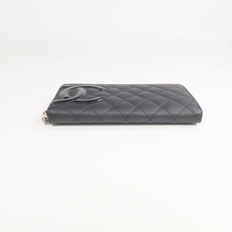 CHANEL 牛皮皮革Cambon Wallet銀扣拉鏈長錢包-5