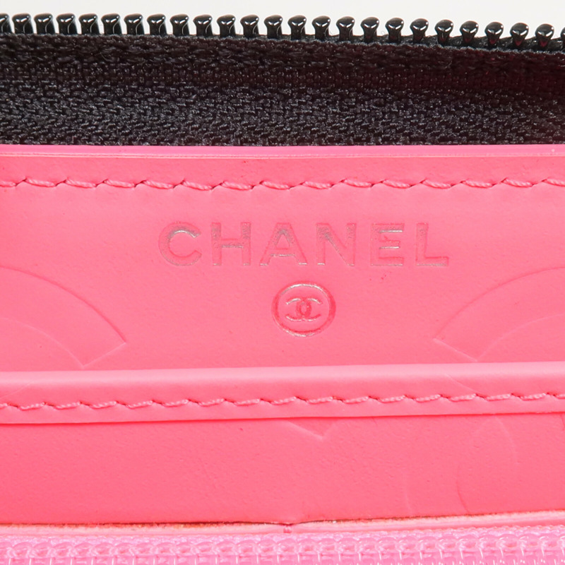 CHANEL 牛皮皮革Cambon Wallet銀扣拉鏈長錢包-12
