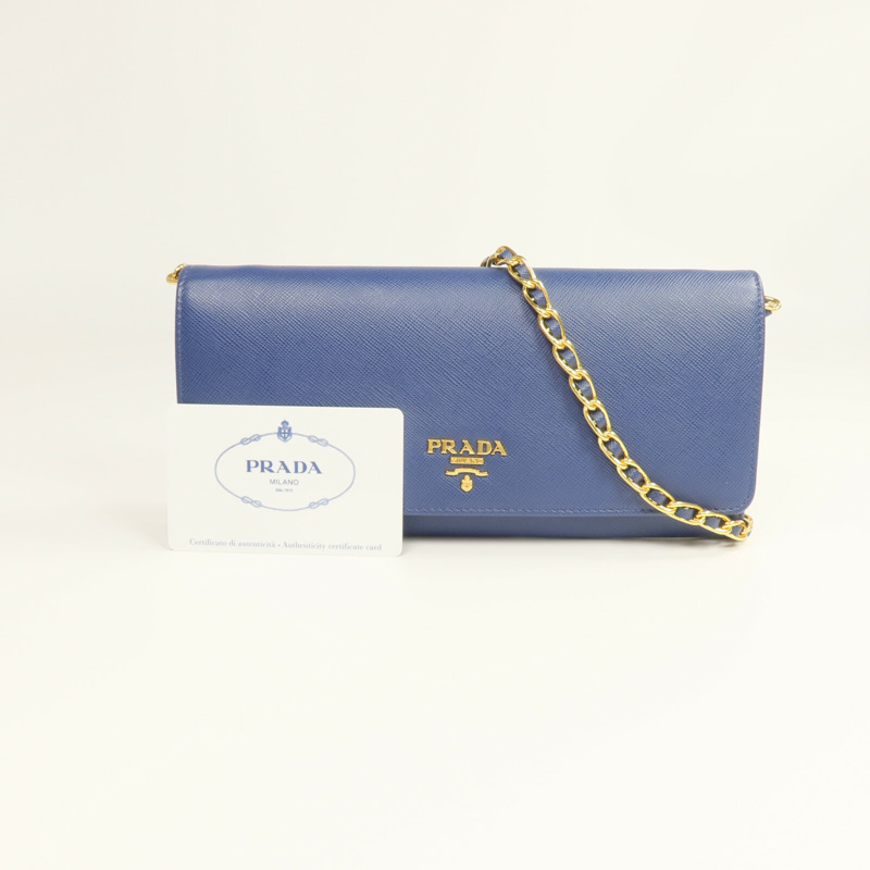 PRADA Saffiano皮革Wallet On Chain金扣鏈帶肩背袋-13