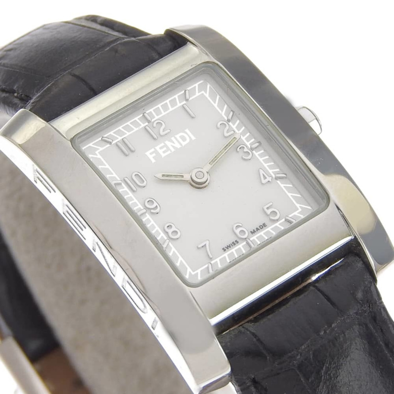 Fendi Olologi 7000L 不鏽鋼 x 皮革石英模擬腕錶，白色錶盤 - 女士款-2