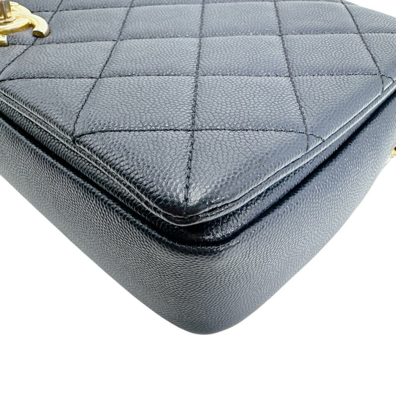 香奈兒鏈單背包，絎縫，霧面魚子醬紋皮革，AS1977，海軍藍-6