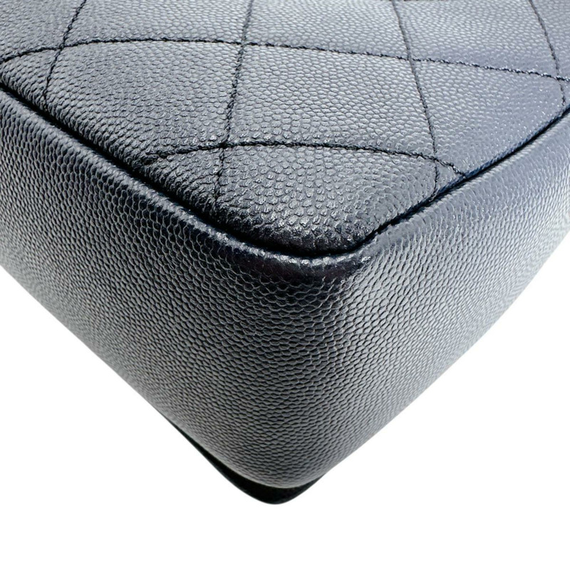 香奈兒鏈單背包，絎縫，霧面魚子醬紋皮革，AS1977，海軍藍-8