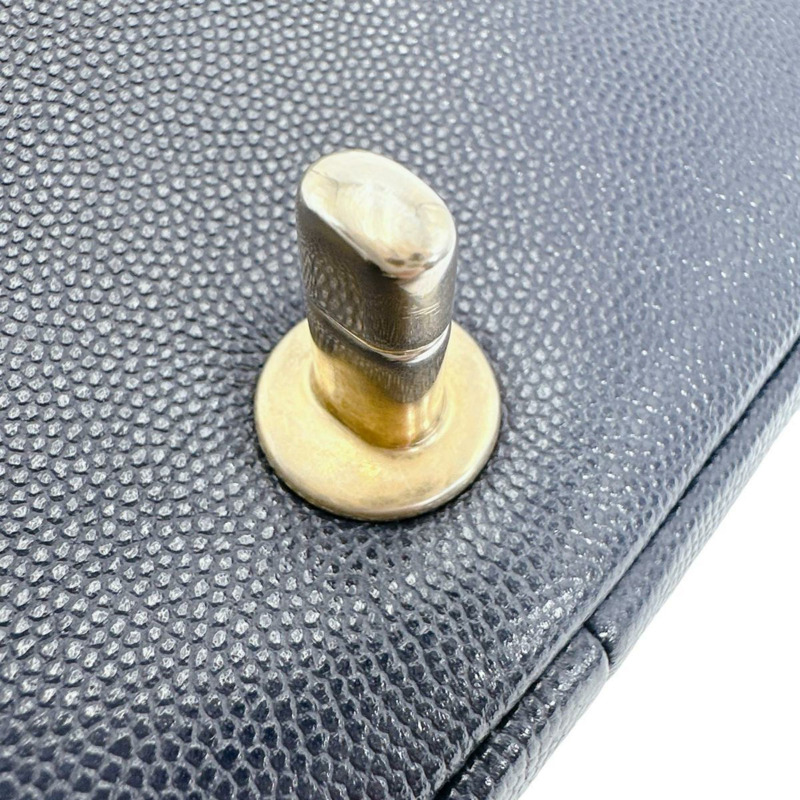 香奈兒鏈單背包，絎縫，霧面魚子醬紋皮革，AS1977，海軍藍-16