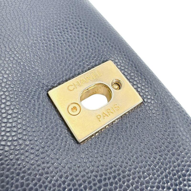 香奈兒鏈單背包，絎縫，霧面魚子醬紋皮革，AS1977，海軍藍-17