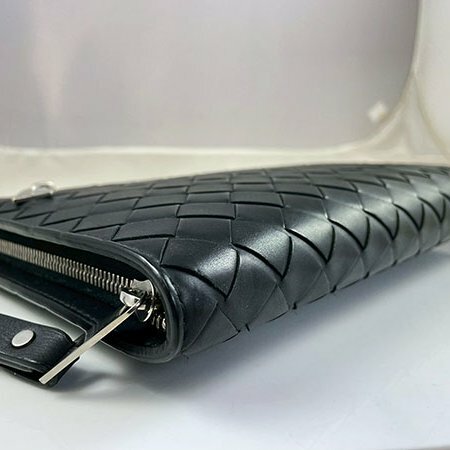 ＊奢華大道國際精品＊【BV308】BV黑色牛皮 INTRECCIATO 編織手拿包