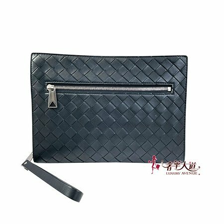 ＊奢華大道國際精品＊【BV308】BV黑色牛皮 INTRECCIATO 編織手拿包