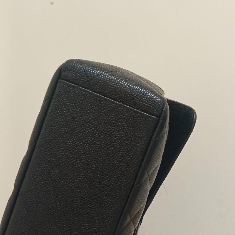 CHANEL 香奈爾 CF33 Maxi 經典口蓋包黑色荔枝紋銀鍊(單蓋/13開)-經典保值款-12