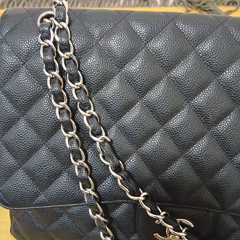 CHANEL 香奈爾 CF33 Maxi 經典口蓋包黑色荔枝紋銀鍊(單蓋/13開)-經典保值款-19