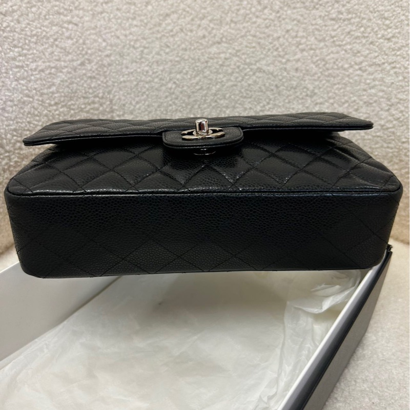 Chanel香奈兒 黑銀荔枝皮 CF 中號-4