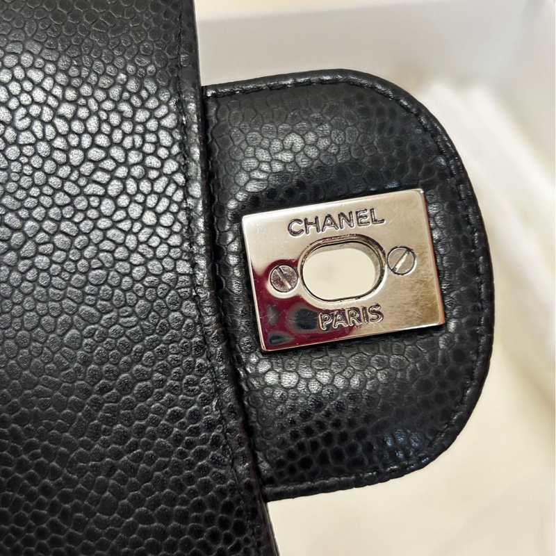 Chanel香奈兒 黑銀荔枝皮 CF 中號-8