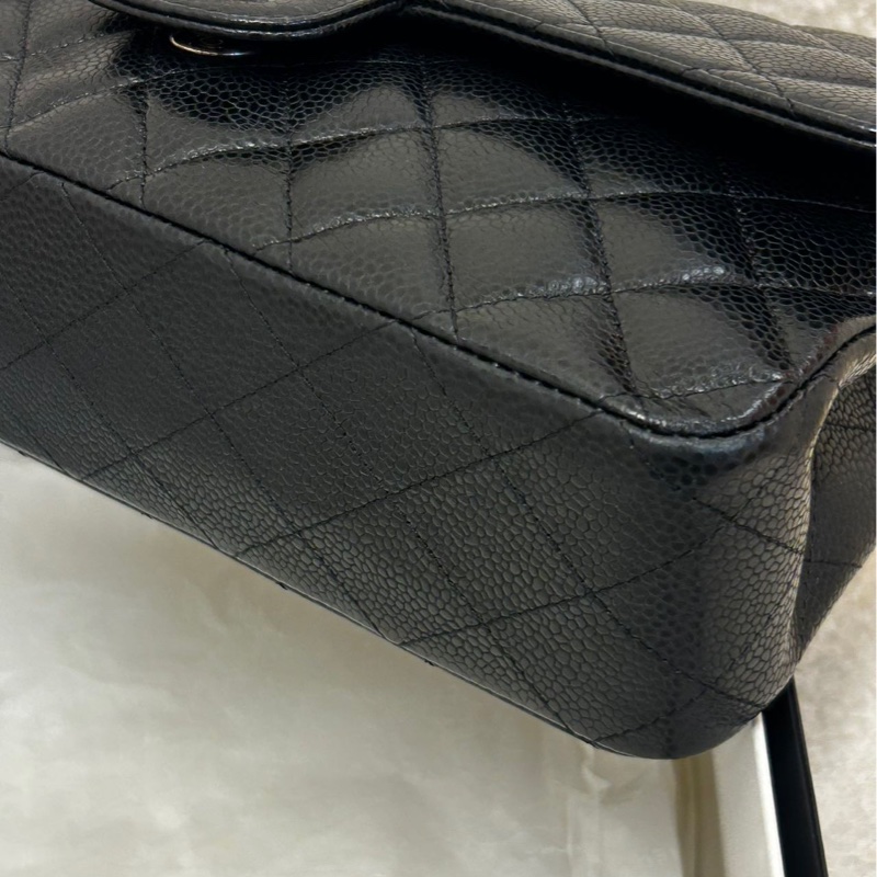 Chanel香奈兒 黑銀荔枝皮 CF 中號-11