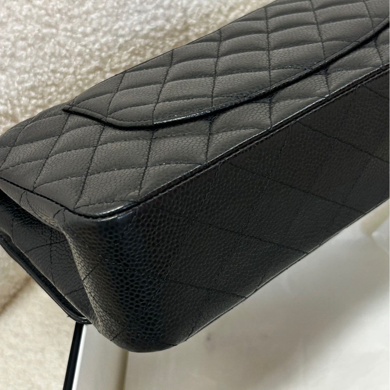 Chanel香奈兒 黑銀荔枝皮 CF 中號-12