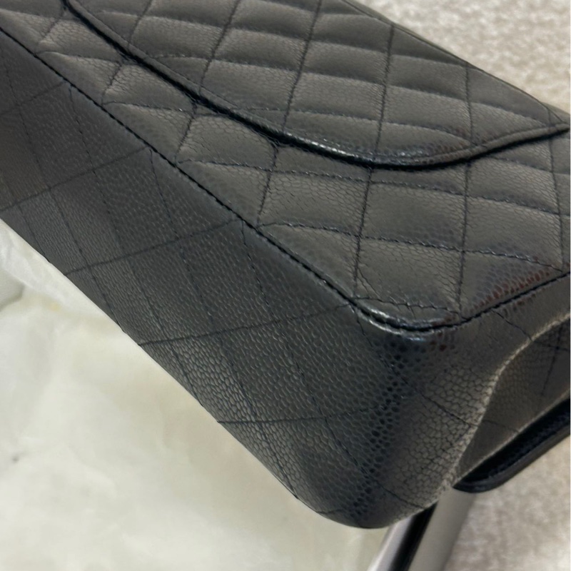 Chanel香奈兒 黑銀荔枝皮 CF 中號-13