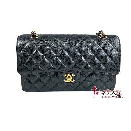 ＊奢華大道國際精品＊【CH0731】CHANEL黑色荔枝紋牛皮 COCO 11.12金釦 25CM 兩用包 A01112-0