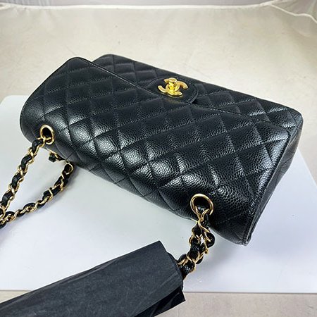 ＊奢華大道國際精品＊【CH0731】CHANEL黑色荔枝紋牛皮 COCO 11.12金釦 25CM 兩用包 A01112-2