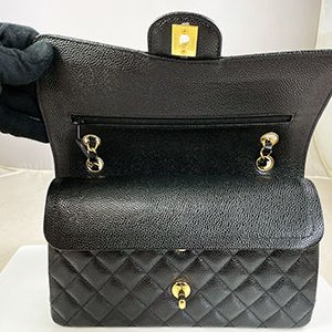 ＊奢華大道國際精品＊【CH0731】CHANEL黑色荔枝紋牛皮 COCO 11.12金釦 25CM 兩用包 A01112-7