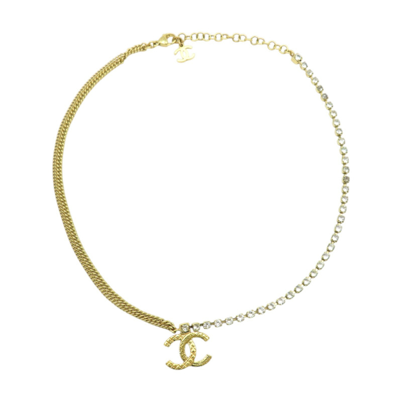 金色鍍金 雙C 水晶 項鍊【CHANEL 香奈兒】-1
