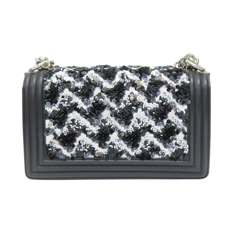 黑色 羊皮 Boy 25 亮片款 肩背包(無卡)【CHANEL 香奈兒】 A67086-1