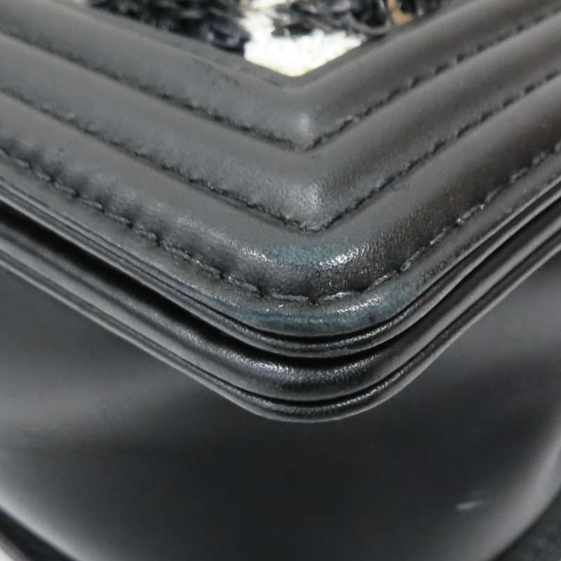 黑色 羊皮 Boy 25 亮片款 肩背包(無卡)【CHANEL 香奈兒】 A67086-9