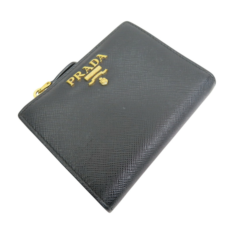 黑色牛皮 扣式 短夾 1ML023【PRADA 普拉達】 1ML023-2