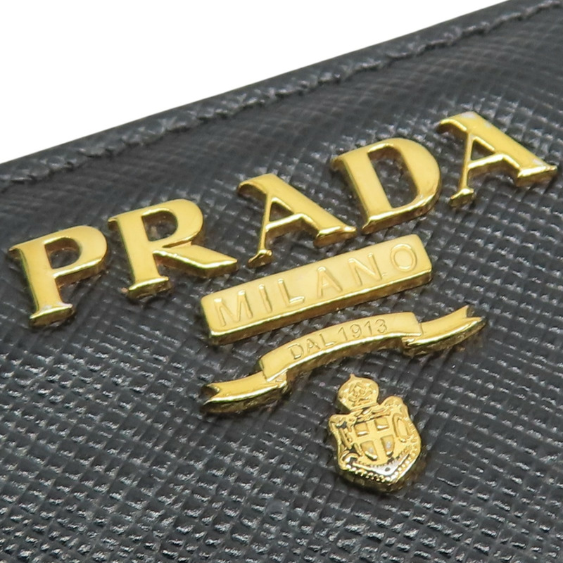 黑色牛皮 扣式 短夾 1ML023【PRADA 普拉達】 1ML023-13