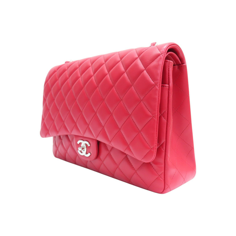 紅色 羊皮 MAXI JUMBO COCO 33 肩背包 銀扣【CHANEL 香奈兒】 A58601-2