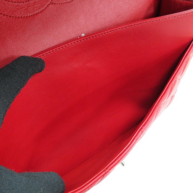 紅色 羊皮 MAXI JUMBO COCO 33 肩背包 銀扣【CHANEL 香奈兒】 A58601-6