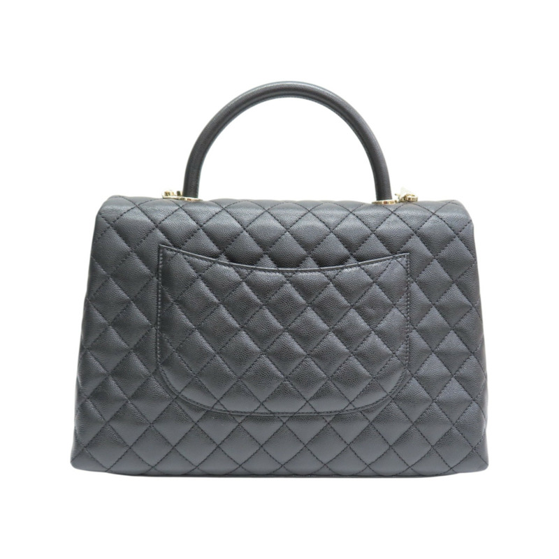 黑色 荔枝紋 牛皮 COCO Handle Maxi 兩用包 金扣【CHANEL 香奈兒】-1