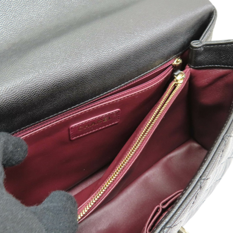 黑色 荔枝紋 牛皮 COCO Handle Maxi 兩用包 金扣【CHANEL 香奈兒】-5