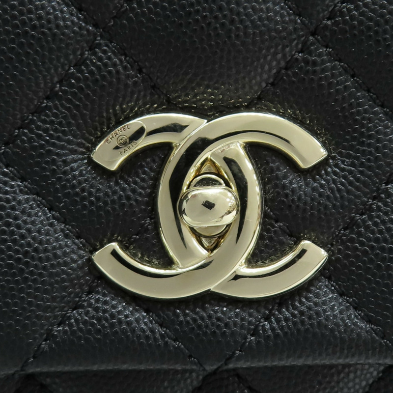 黑色 荔枝紋 牛皮 COCO Handle Maxi 兩用包 金扣【CHANEL 香奈兒】-7